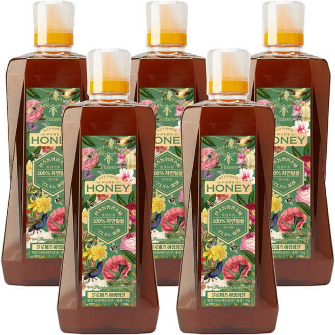 플로비즈 시그니처 야생화꿀 2kg 베트남 자연벌꿀, 5개