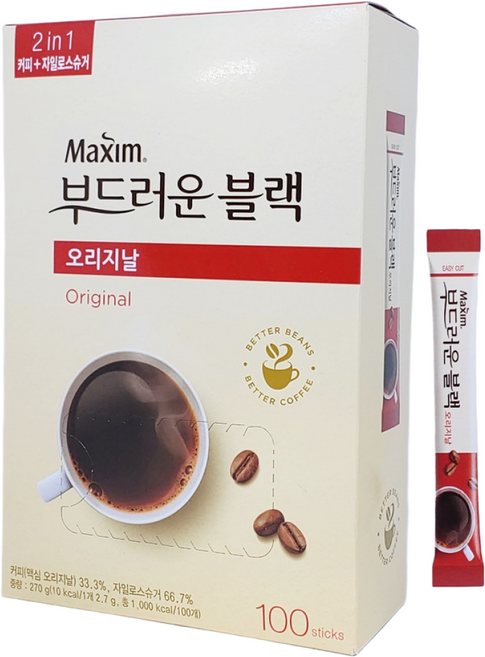 맥심 부드러운 블랙 오리지날, 2.7g, 100개입, 1박스