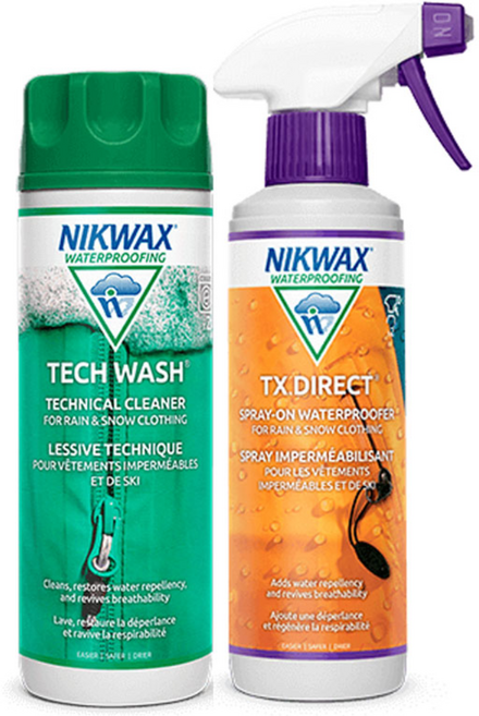 닉왁스 테크워시+스프레이온 세트 고어텍스 세탁 텐트세탁 아웃도어 의류 세탁세제 발수제, 1세트, 300ml