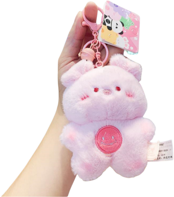 대어 인형 차키 커플 키링 가방 열쇠 고리, 핑크돼지, 1개