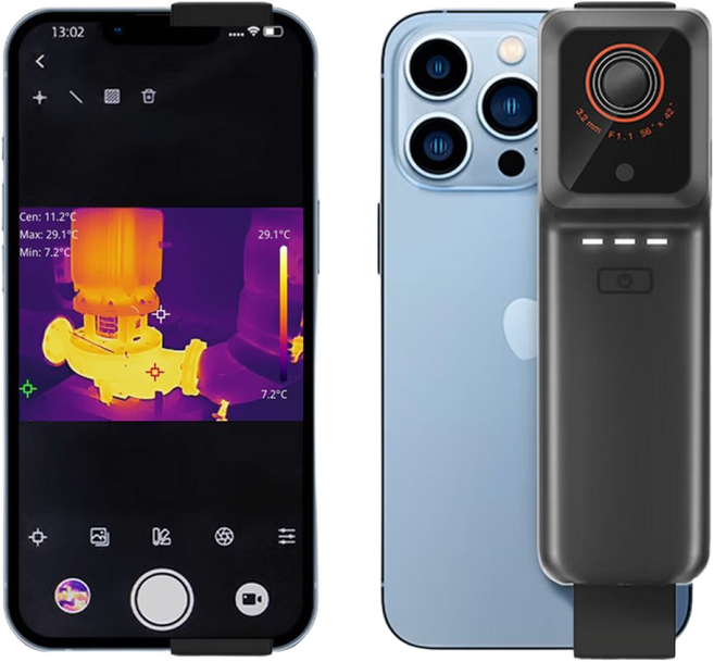 Raythink IX2 Air 스마트폰 무선 열화상카메라 센서의 한계를 넘은 512X348 실시간 초고해상도 & 국내 A/S, 1개