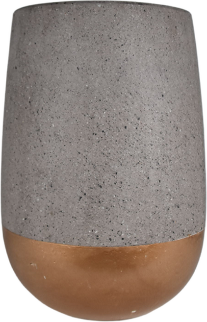 모던레시피 높은 달항아리 모양 시멘트 테라조 원형 화분 / 대포알 빈티지 감성 인테리어 화분, 골드 라인, 1개