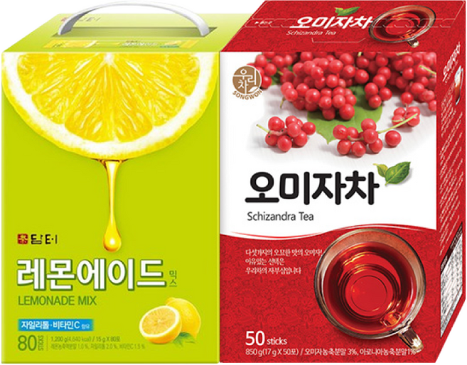 담터 레몬에이드믹스 80T +송원 오미자차 50T, 1.2kg, 1개