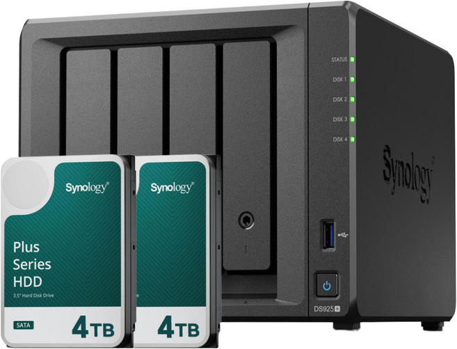 [ 시놀로지 공식총판 ] 시놀로지 나스 DS925+4bay [8TB]HAT3300-4TBX2EA 합본 기업용 NAS
