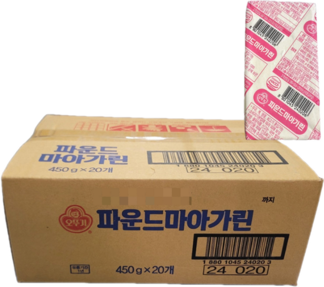 오뚜기 파운드 마가린 450g BOX 버터대용 업소용, 80개