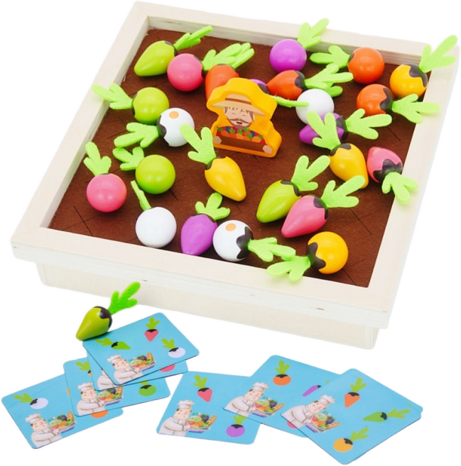 토이토 미니 농장 무 뽑기 기억력 보드게임 원목 장난감, 농장 보드게임, 1개