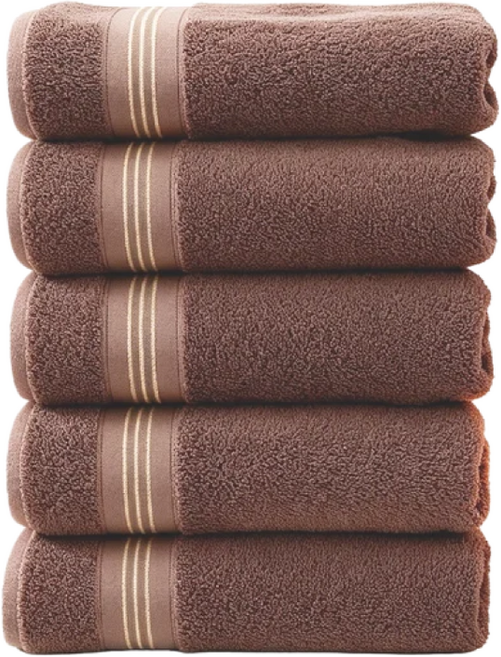 호텔수건 무형광 프리미엄 데일리 순면 32수, 5개, 브라운