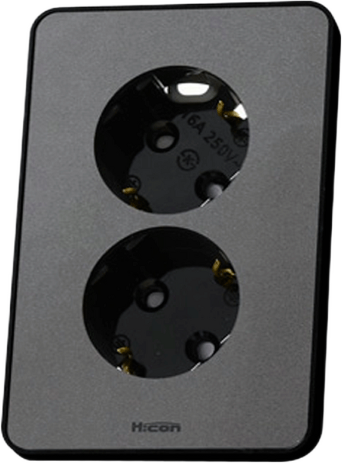 현대 국산 인테리어 매입 2구 콘센트 다크그레이, 3개