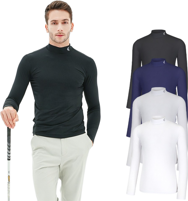 김영주 남성 골프웨어 차이나 UV차단 기능성 긴팔 반목 이너 티셔츠 스포츠 상의