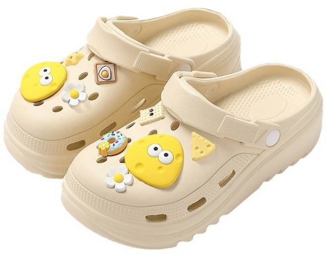 곰돌이샵 치즈파츠 포함 남녀공용 가벼운 EVA 클로그 샌들 슬리퍼