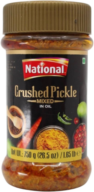 Pakistan Brand National Crushed Pickle Mixed In oil 파키스탄 브랜드 내셔널 으깬 피클 오일 혼합, 3개, 750mg