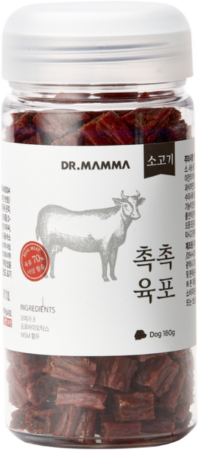 [공식몰] 촉촉육포 강아지 육포 트릿 간식 3종 180g, 소고기, 1개