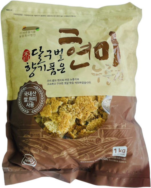 [바른들식품] 달구벌 향기품은 현미 누룽지, 1kg, 1개