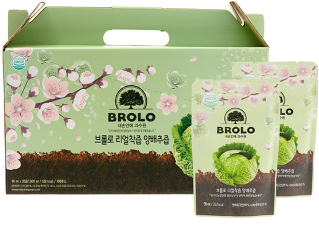 브롤로 리얼착즙 양배추즙 스탠딩 파우치 타입, 90ml, 20개