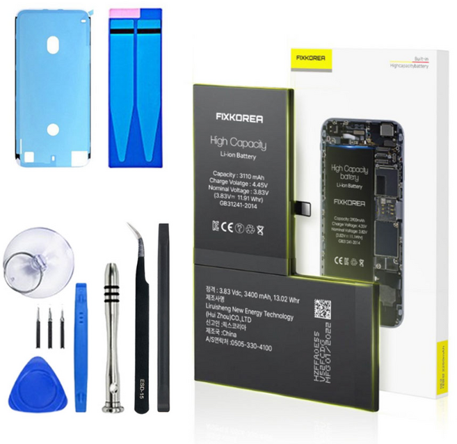 픽스코리아 아이폰배터리 정품 표준용량 대용량 배터리교체 자가교체 자가수리 KC인증 기본공구 포함, 공구포함, 배터리용량:대용량, 아이폰8