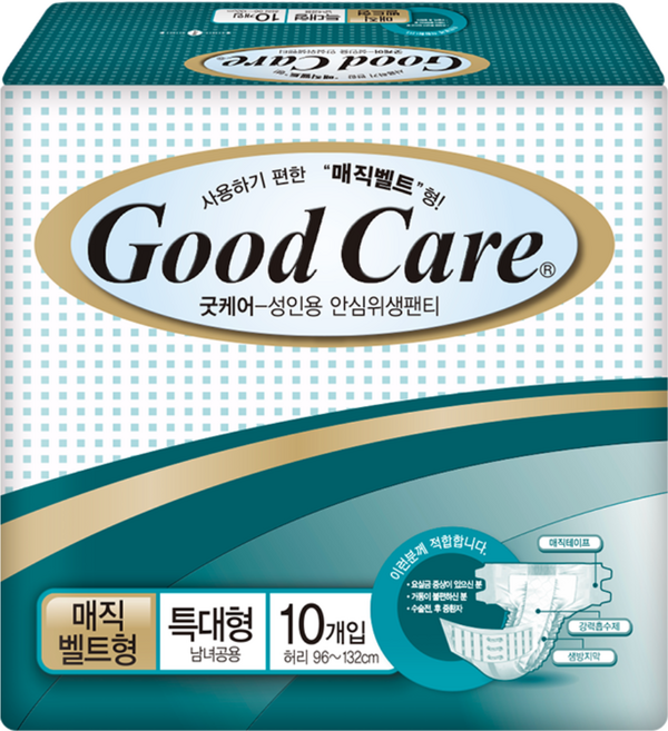 굿케어 매직벨트특대형 성인기저귀, 4개, 10개입, 특대형