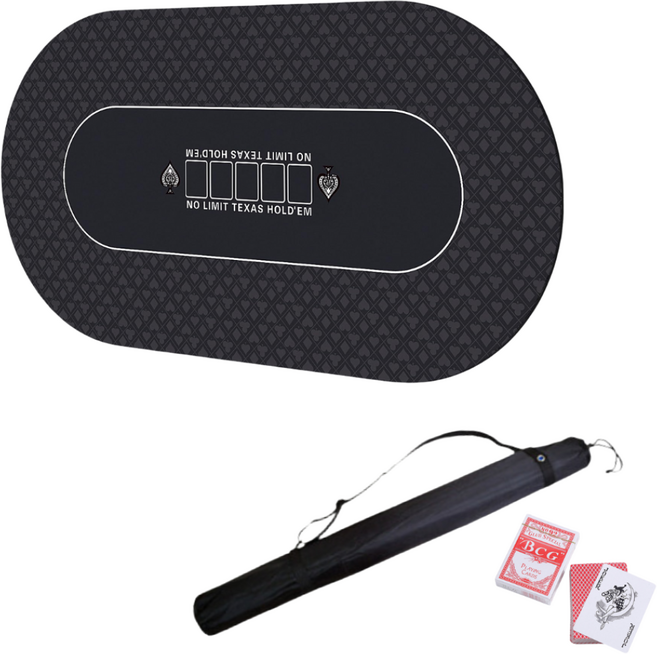 홀덤 포커 매트 테이블 칩 카드 세트 게임 패드 보드게임 트럼프카드 포함, 블랙, 1개