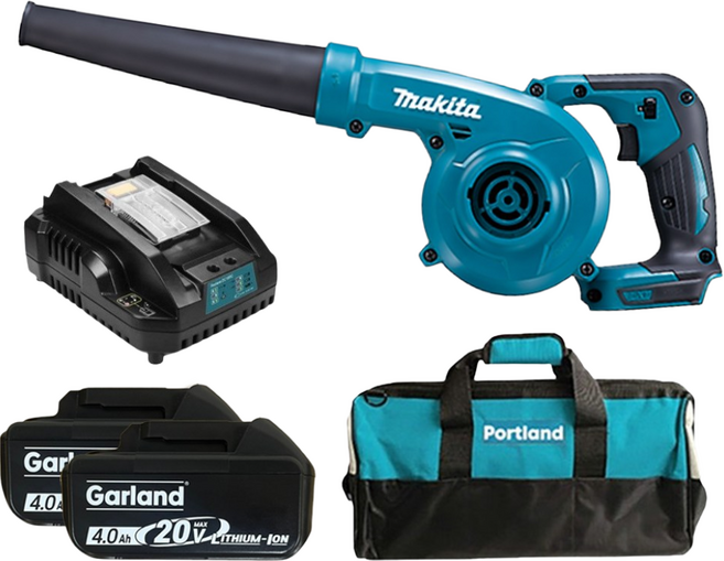마끼다 충전송풍기 블로워 20Vmax 갈랜드 배터리 충전기 세트 DUB185, 1세트, 배터리 2개+툴백