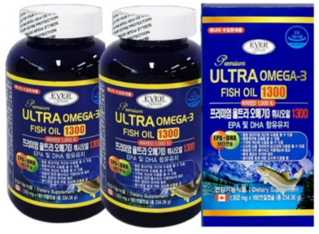 울트라 프리미엄 오메가3 에버그린 (180캡슐 X 2통), 360정, 1개