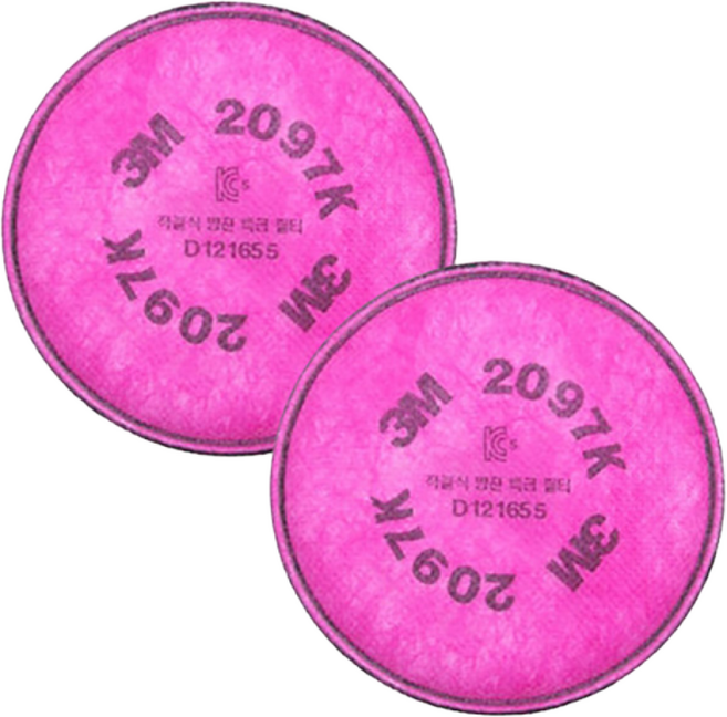 3M 방독마스크 방진 필터 2071 2078 2091 2097 2291 2297, 흄.석면.유기용제 냄새, 1세트