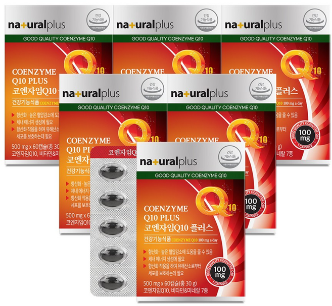 내츄럴플러스 코엔자임Q10 플러스 / 코큐텐 항산화 높은혈압감소, 60정, 6박스