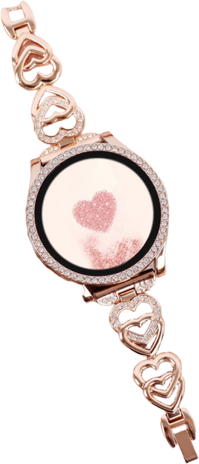 오르몽트 갤럭시워치7 6 5 4 3 호환 하트 큐빅 스트랩 브레이슬릿 메탈 갤럭시워치스트랩, 로즈골드