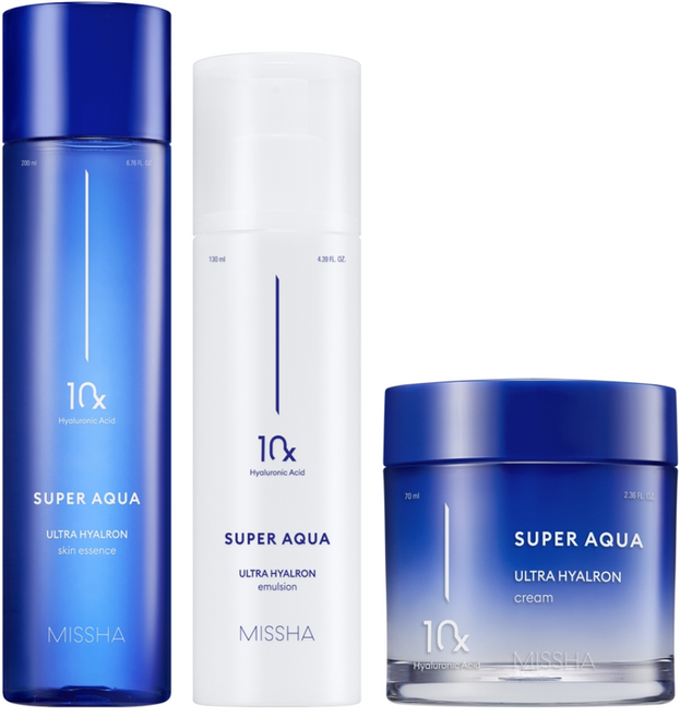 미샤 NEW 수퍼아쿠아 울트라 히알론 스킨 에센스 200ml + 에멀전 130ml + 크림 70ml 기획세트, 1세트
