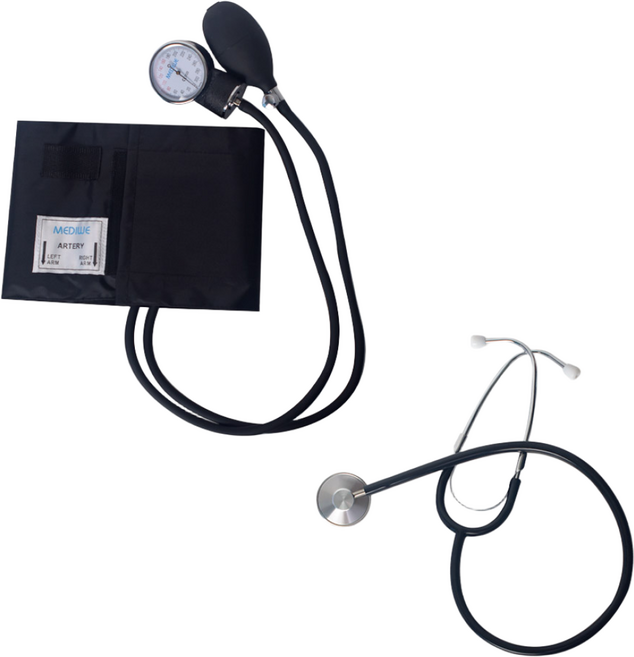 (의료기기) 메디위 수동 메타 아네로이드 혈압계 WEBP-+ 단면청진기 WES-30A 전문가용 실습용, 1세트