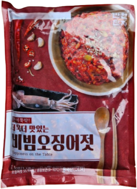 반찬단지 비빔오징어젓 절임반찬 대용량 업소용, 3개, 1kg