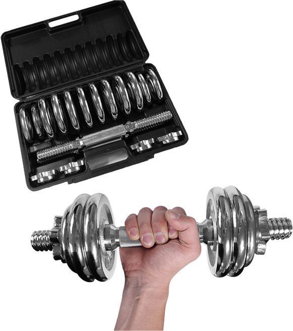 크롬도금 조립아령 세트 15kg 20kg MD Buddy [동화스포츠 공식 제품], 1세트, MD-2707 20kg조립아령세트