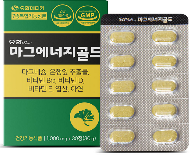 유한메디카 마그에너지골드 마그네슘 350mg 손 발 저림 혈행개선 근육통 영양제, 1개, 30정