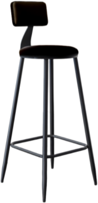 코지테일러 아일랜드 식탁의자 높은 홈바 바텐 의자 벨벳 소프트 철제 바 체어 75cm B111, 블랙, 1개