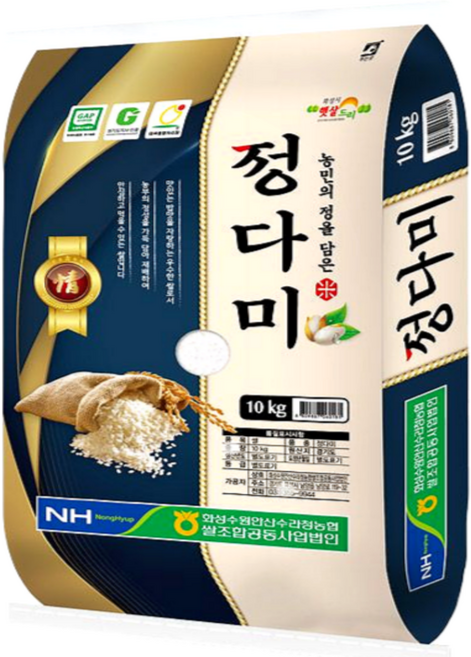 (25년 농협품질관리) 장수곡물 25년산 햇수확 당일도정 경기쌀 정다미 백미 햅쌀, 10kg, 1세트, 상등급