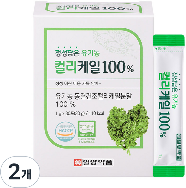 일양약품 정성담은 유기농 컬리케일 100% 유럽산 동결건조 케일분말, 2개, 30회분