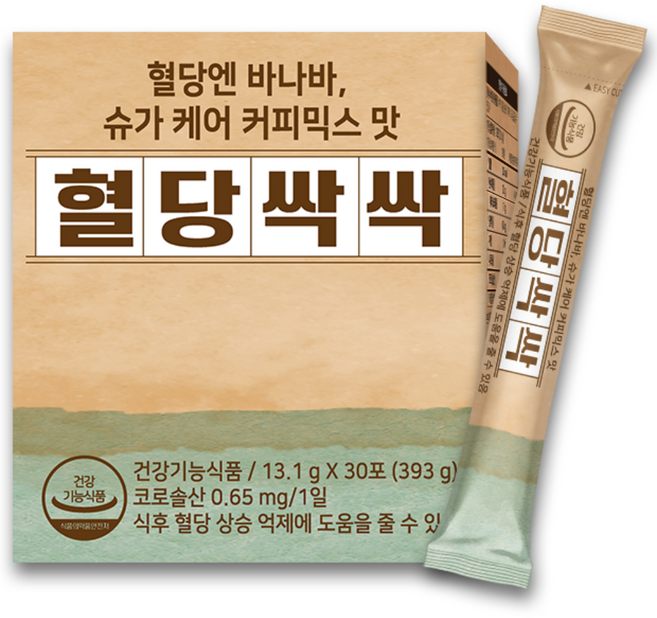 혈당케어 커피믹스 맛 혈당싹싹 건강기능식품 바나바잎 추출물 당뇨 영양제 커피 관리 조절 코로솔산, 1박스, 393g