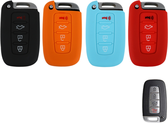 바이어블 1+1 현대 기아 호환 4버튼 아반떼쿠페 아반떼MD 아반떼HD i30 투싼ix 에쿠스 제네시스 스포티지 올뉴프라이드 쏘울 모하비 호환 스마트 키 실리콘 케이스, 레드+레드