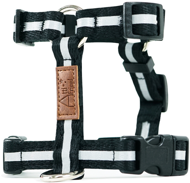 아띠지기 반사형 강아지 쓰리엠 에이치형 하네스, 블랙, 1개