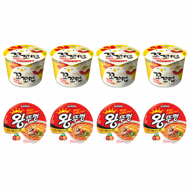 팔도 꼬꼬면 105g + 왕뚜껑 110g, 4세트