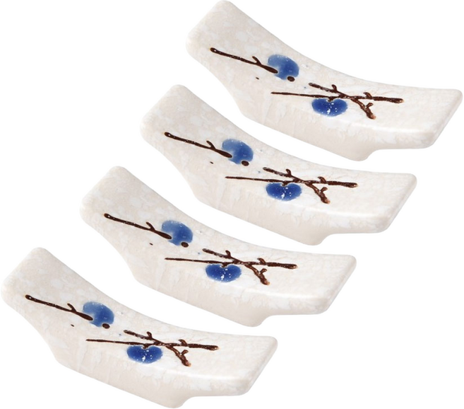 제이_ 도자기 세라믹 수저받침 식기받침 4종 4개 묶음, 1세트, 01 블루 플라워 (4개)