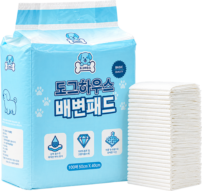 도그하우스 배변패드 100매 베이직, 1개, 100개입