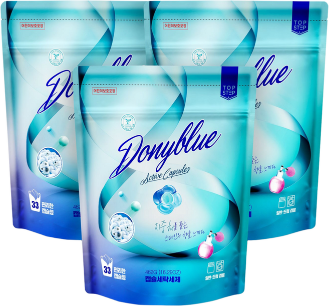 탑스텝 도니블루 캡슐세탁세제, 33개입, 3개