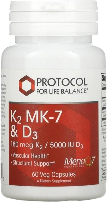 [프로토콜 포 라이프 발란스] 비타민 K2 MK-7 & D3 식물성캡슐 60정 (2개월분), 1개 - 쿠팡