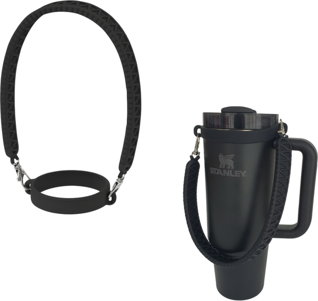 스탠리 스타벅스 호환 실리콘 텀블러 악세사리 스트랩 홀더 손잡이 텀꾸 끈, 블랙, 1개