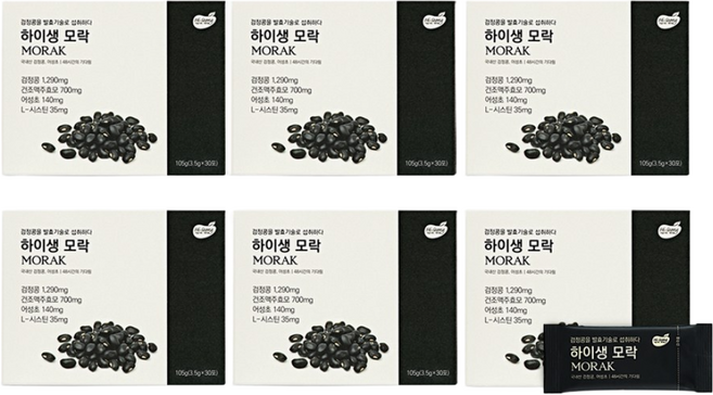 하이생 모락 180포(30포 6박스) 국내산 검정콩 어성초 발효기술, 6박스, 105g