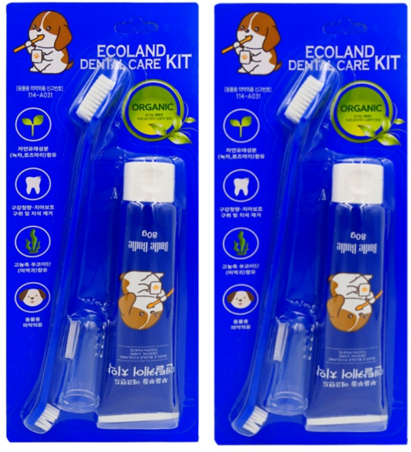 부들부들 에코랜드 반려동물 치약칫솔세트, 80g, 2세트