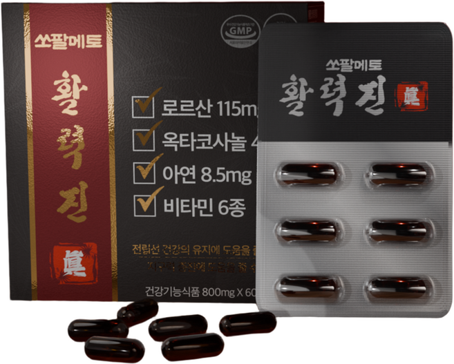 [건강기능식품] 활력진 쏘팔메토 로르산 옥타코사놀 고함량 전립선 소변 잔뇨 빈뇨 과민성 방광 영양제, 6박스, 60정