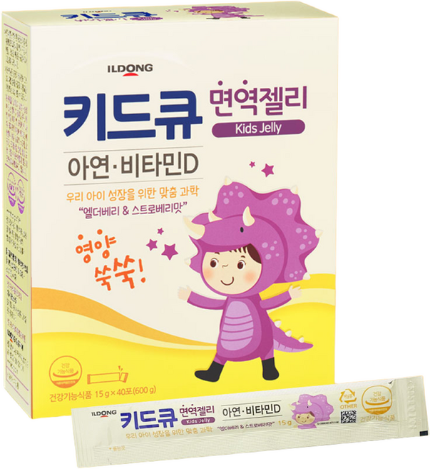 일동제약 키드큐 면역젤리 40포 어린이 아연 비타민D, 15g, 40개