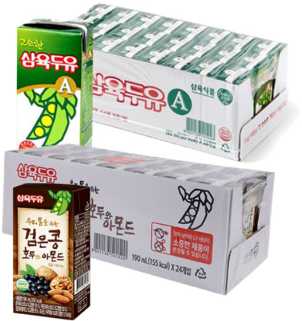 삼육두유 고소하맛 A 48팩+검은콩호두아몬드 48팩, 190ml, 96개