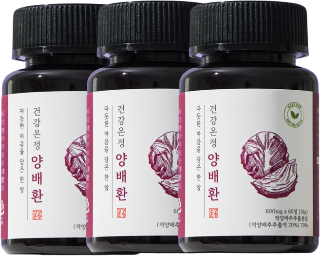 건강온정 적양배추환 양배환 양배추 즙, 3박스, 60정