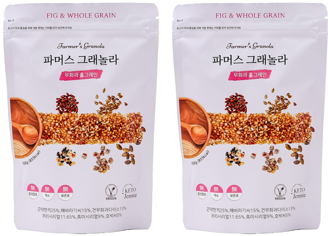 키토제니 파머스 무화과홀그레인 그래놀라 시리얼, 150g, 2개
